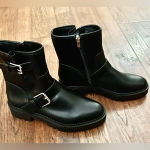 NEW Nordstrom Rack Memphis Black 2 Buckle PU Ankle Motorcycle Boot 7.5 M